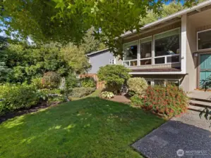 Front Yard w/ Mature Landscaping
