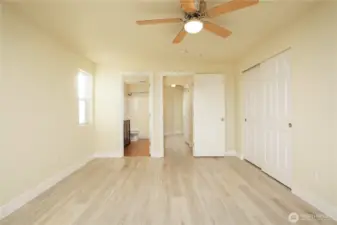 Master bedroom leading to master bathroom