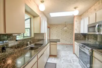 Skylight brightens the kitchen with natural light