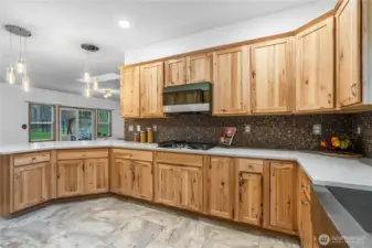 Expansive Corian kitchen surfaces.