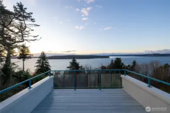 View deck off of the living room & dining room with spectacular views from  past Steilacoom to The Narrows Bridges.