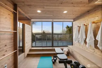 Lower level 3/4 Bathroom with slider to the 3rd deck.