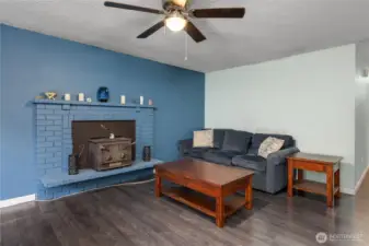 Wood fireplace insert for those cold winter days.