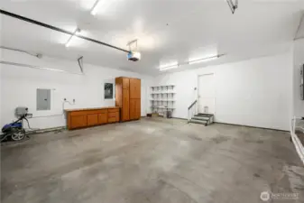 Spacious garage with built in storage