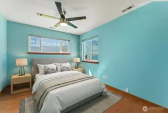 Virtually Staged Guest bedroom 2 of 3 in main house