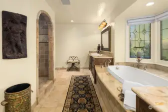 Grotto shower and soaking tub.