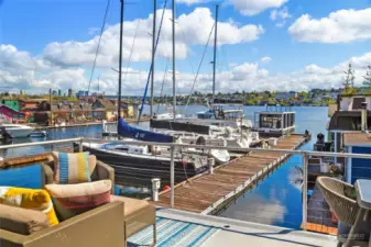 Remodeled floating home with private entry and look at this view! Don't miss the spiral staircase giving acees to the rooftop - so many possibilities!