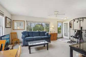 Front entryway into the bright living room