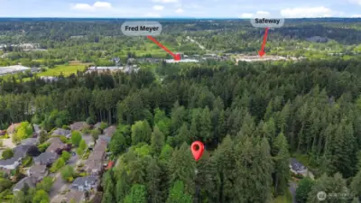Arial photo showing how close the home is to amenities.