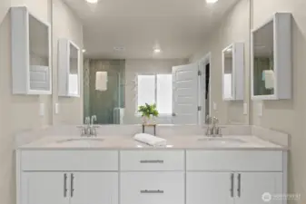 Medicine cabinet mirrors for even more storage.