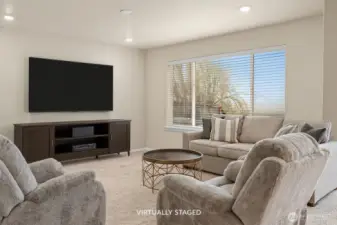 Lower rec room - a huge 3rd living space downstairs! Backyard door access to the right.