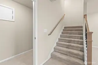 Huge storage closet behind the lower level stairs.