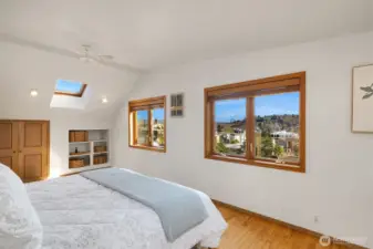 Huge primary bedrooms with sweeping views of the Cascades, Mt Rainier, the Ship Canal bridge and the surrounding areas east, west and south
