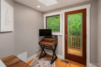Upstairs nook with access to small deck
