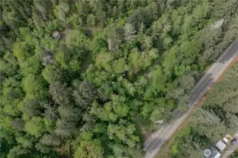 Showing the aerial view of the entrance off Hwy 101 - just across from Ayock Beach
