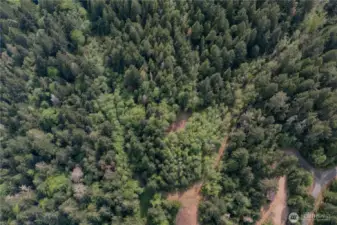 This overhead view shows the end of Lot 11 with Hamma Ridge Road in view to the lower right side.