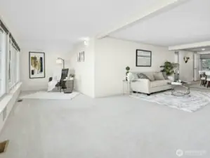 1F - Open small Den and Living Room with views of Puget Sound