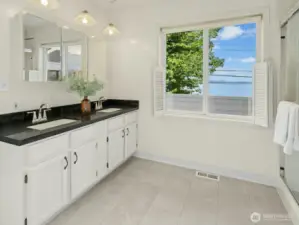 2F Main Bathroom - Quartz Countertop Vanity, Shower and Personal Toilet Room