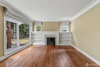 Gas fireplace.