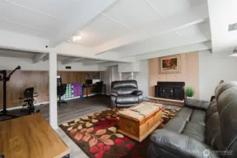 Spacious family room downstairs with so many options for use. Gym, games, movies, etc.