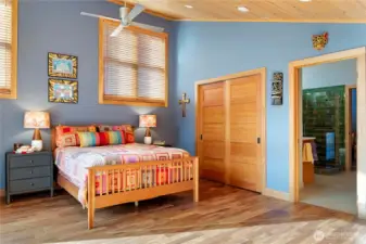 The one bedroom is large and sunlit and also has its own private covered deck.