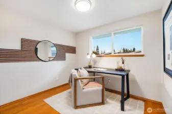 Bedroom 2, all bedrooms feature original hardwood flooring!