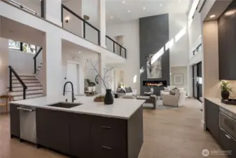 Grand room with 22' ceilings