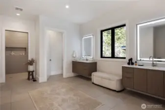 Primary full bath with heated tile floors