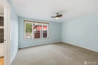 Cozy and carpeted primary bedroom
