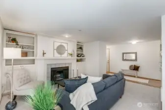 View of the custom cabinets in the living room