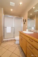 Upstairs bathroom with shower