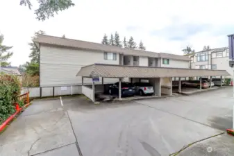 Exterior view of building. Carport K.