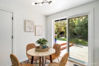 Sliding glass door takes you to private backyard complete with 2 decks!