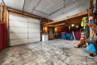 Lower floor garage area with 10 foot Garage Doors