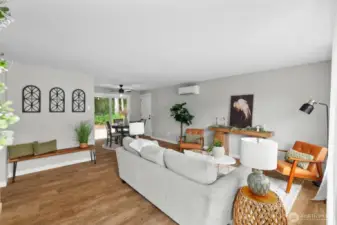 A ductless heat pump provides heat and A/C and a slider off the dining area opens to the ultra peaceful, private back yard.