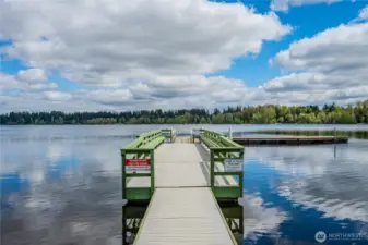The dock is a favorite place for fishing, boating or doing a cannonball jump into the lake! Little ones will love playing in the sand and wading in the shallow area.