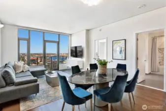 Walls of windows fill every inch of the space with abundant natural light year-round.