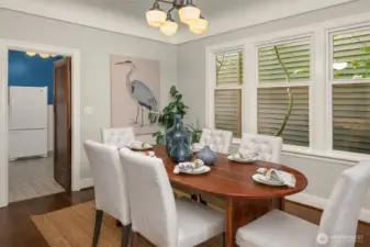 Formal dining room blends seamlessly into the living area.