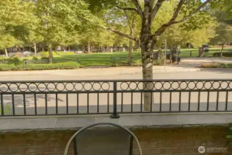 View of Village Green Park from your front porch. Watch the concerts in the park and annual tree-lighting