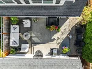 The patio is perfect for entertaining or relaxing by the fire