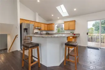 Spacious kitchen with bright skylight