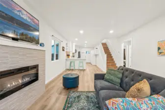 Electric fireplace, clean modern lines