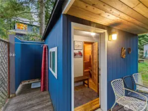 Sauna with outdoor shower