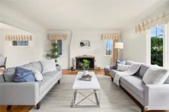 Cozy up to the classic wood-burning fireplace.