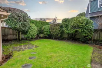 Well maintained yard that provides privacy from neighbors.
