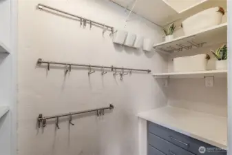 Love this pantry!  Easily accessed, functional and cute!