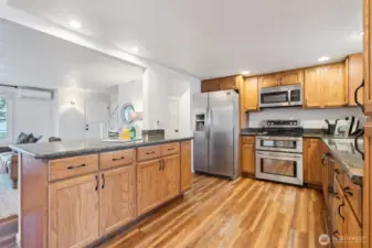 Kitchen with island and stainless-steel appliances