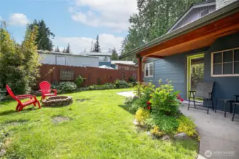 Another view of yard and covered patio