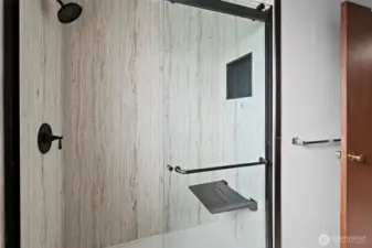 Hall bathroom with new shower.