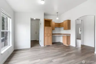 Office or coffee bar area conveniently located near the kitchen and room for a breakfast table.